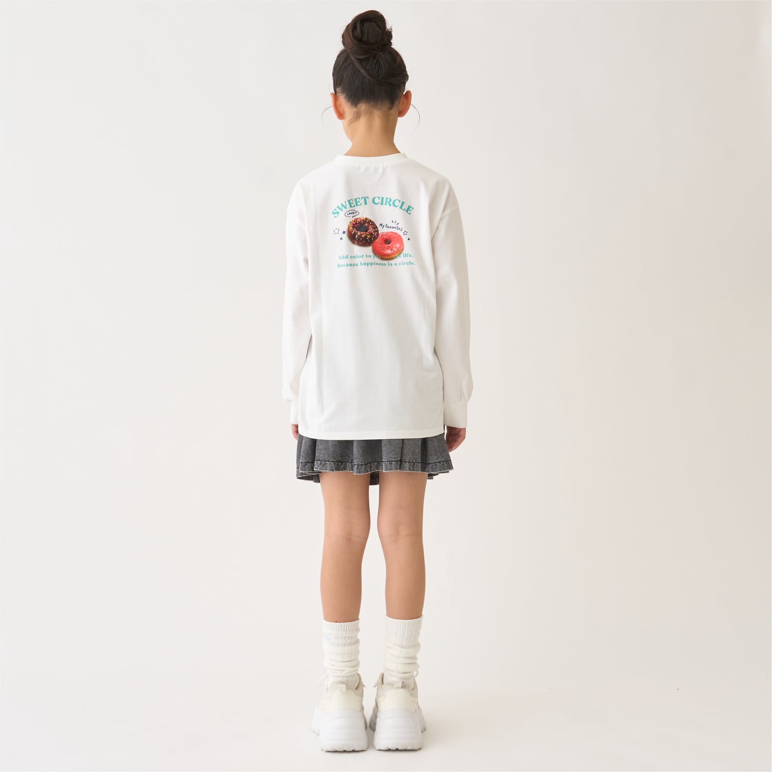 ミニマル minimal 【綿100%】【防汚】ドーナツフォトプリント長袖Tシャツ （ラベンダー） ラベンダー