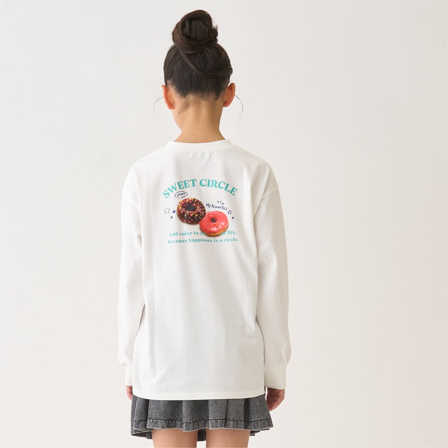 ミニマル minimal 【綿100%】【防汚】ドーナツフォトプリント長袖Tシャツ （ラベンダー） ラベンダー