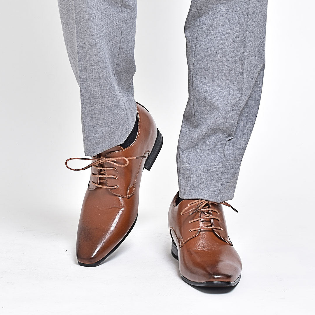 MM/ONE 6cm up long leg plain toe lace-up shoes