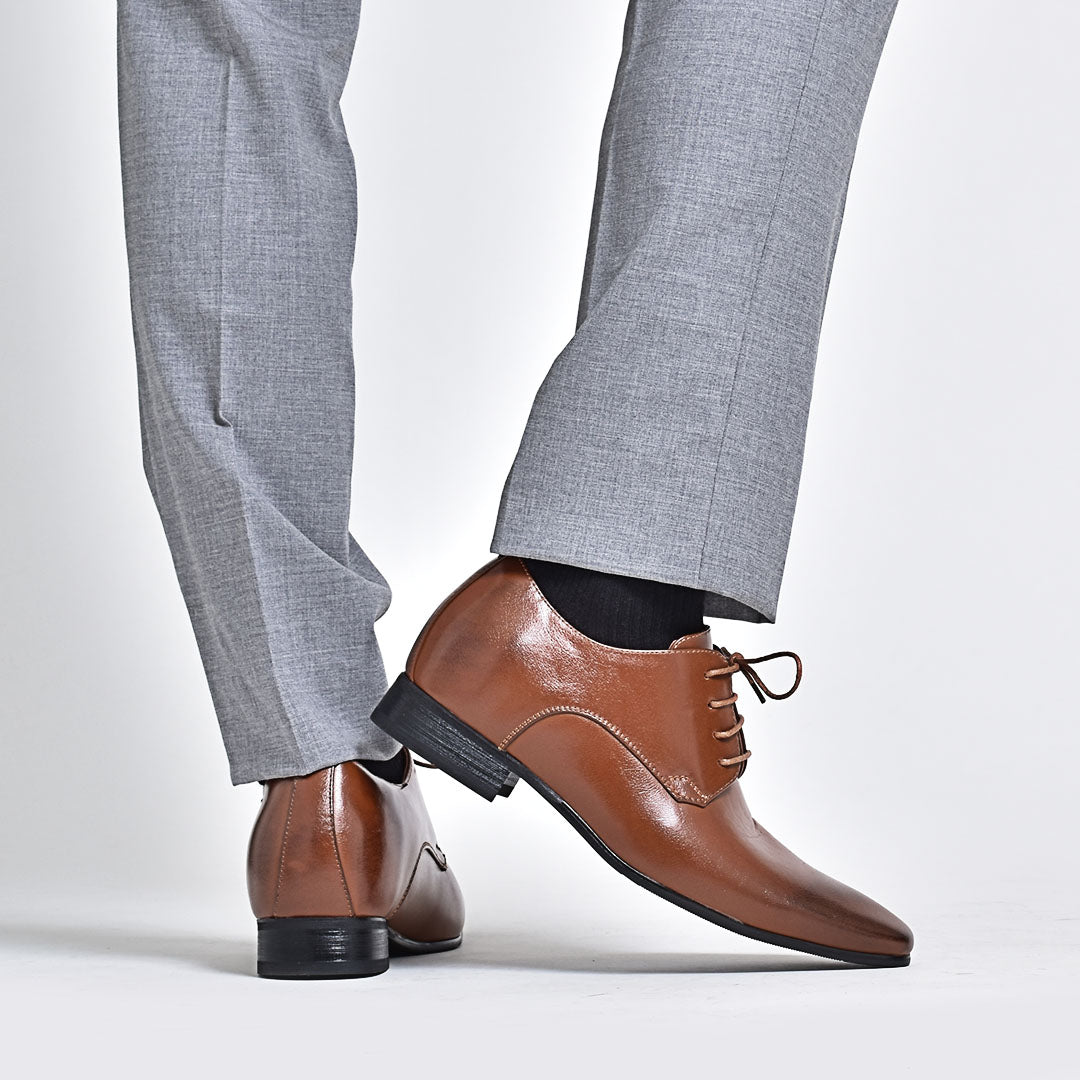 MM/ONE 6cm up long leg plain toe lace-up shoes