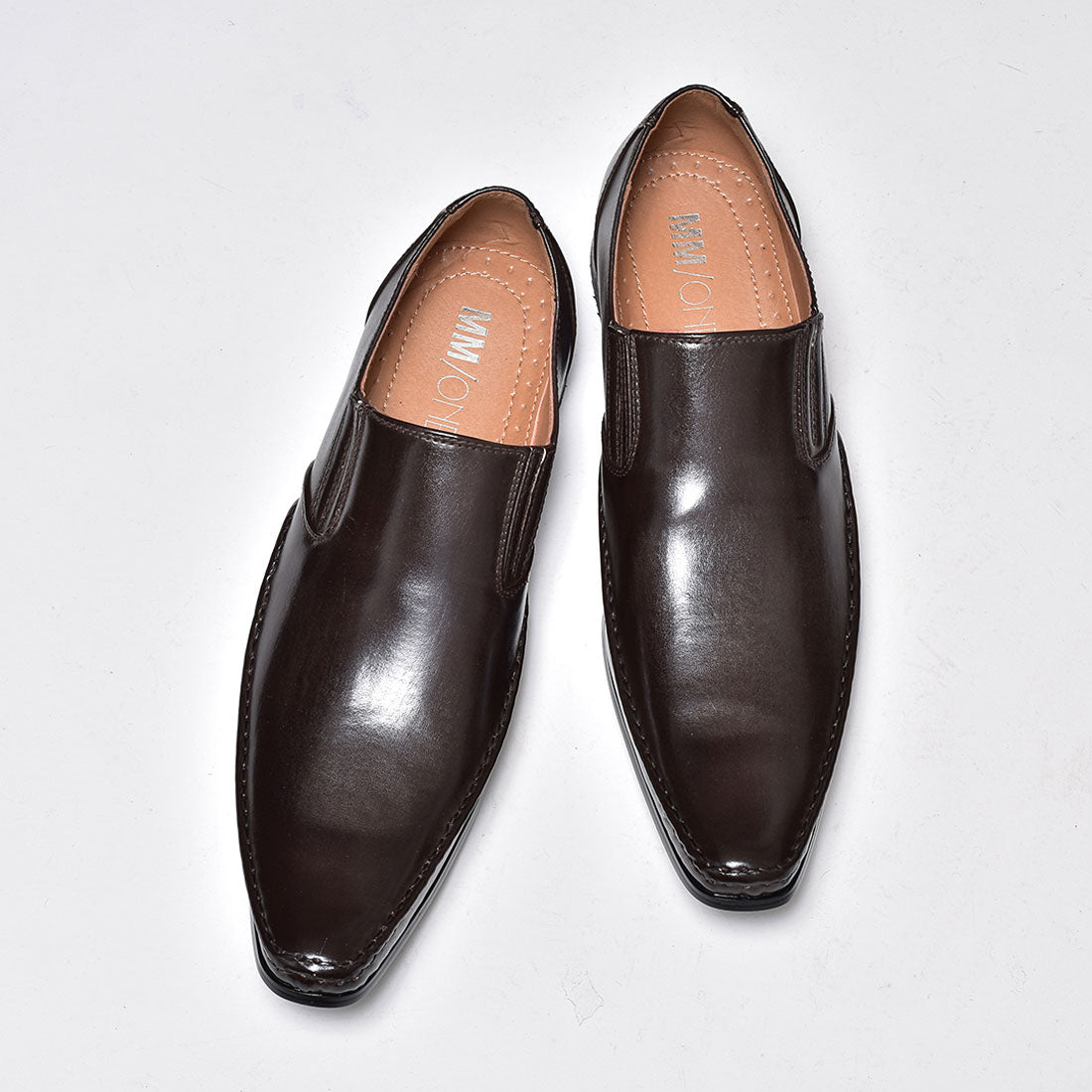 MM/ONE Plain Toe Long Nose Slip-on Business Shoes