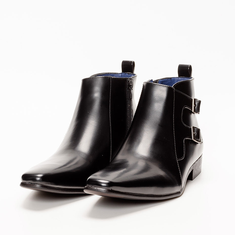 MM/ONE Double Monk Design Plain Toe Dress Boots