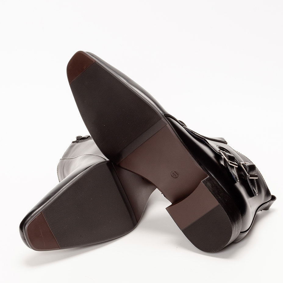 MM/ONE Double Monk Design Plain Toe Dress Boots