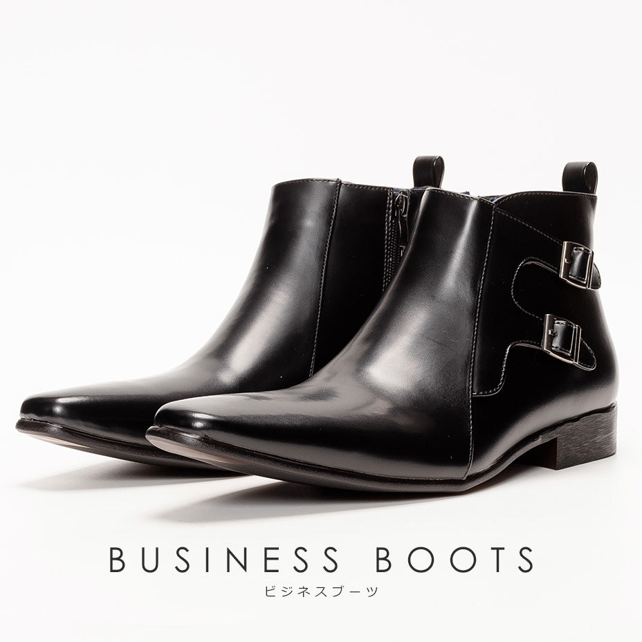 MM/ONE Double Monk Design Plain Toe Dress Boots