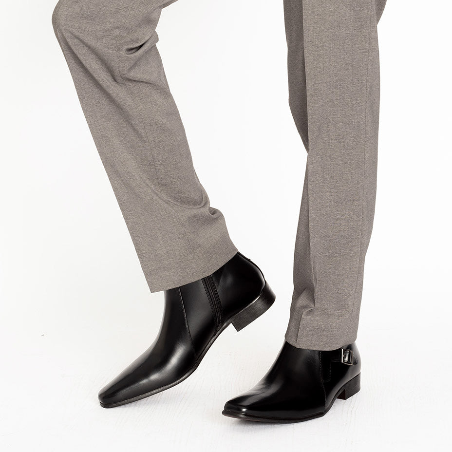 MM/ONE Double Monk Design Plain Toe Dress Boots