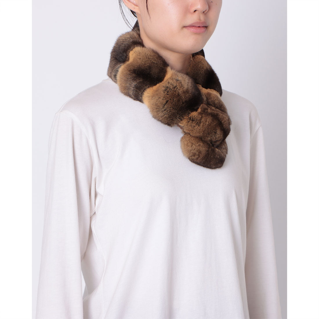 ノーザンワールド NORTHERN WORLD チンチラ＆ヌートリア ダブルフェイスマフラー （マスタード） マスタード