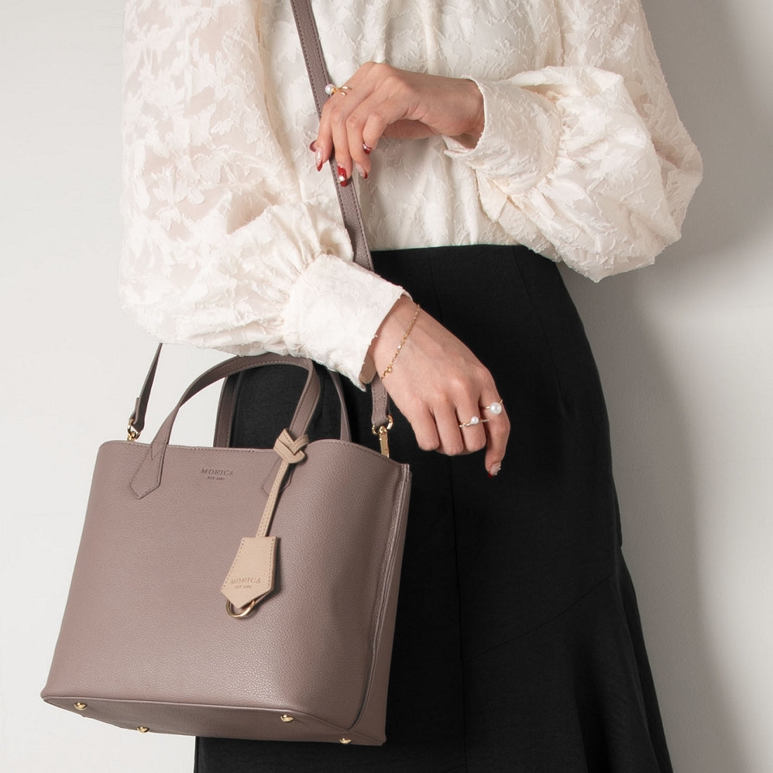 Monica MONICA Bicolor Midi Tote Bag