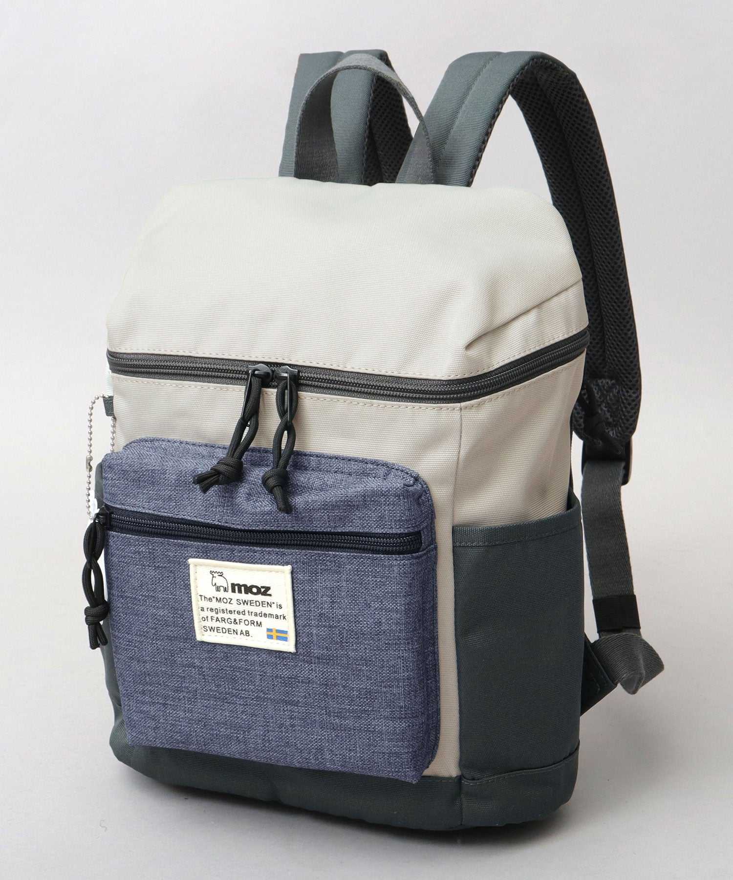 モズ moz 2WAY ミニリュック マザーズバッグ バックパック リフレクトチャーム付き 通勤 通学 A4収納 （グレー×ネイビー） グレー×ネイビー