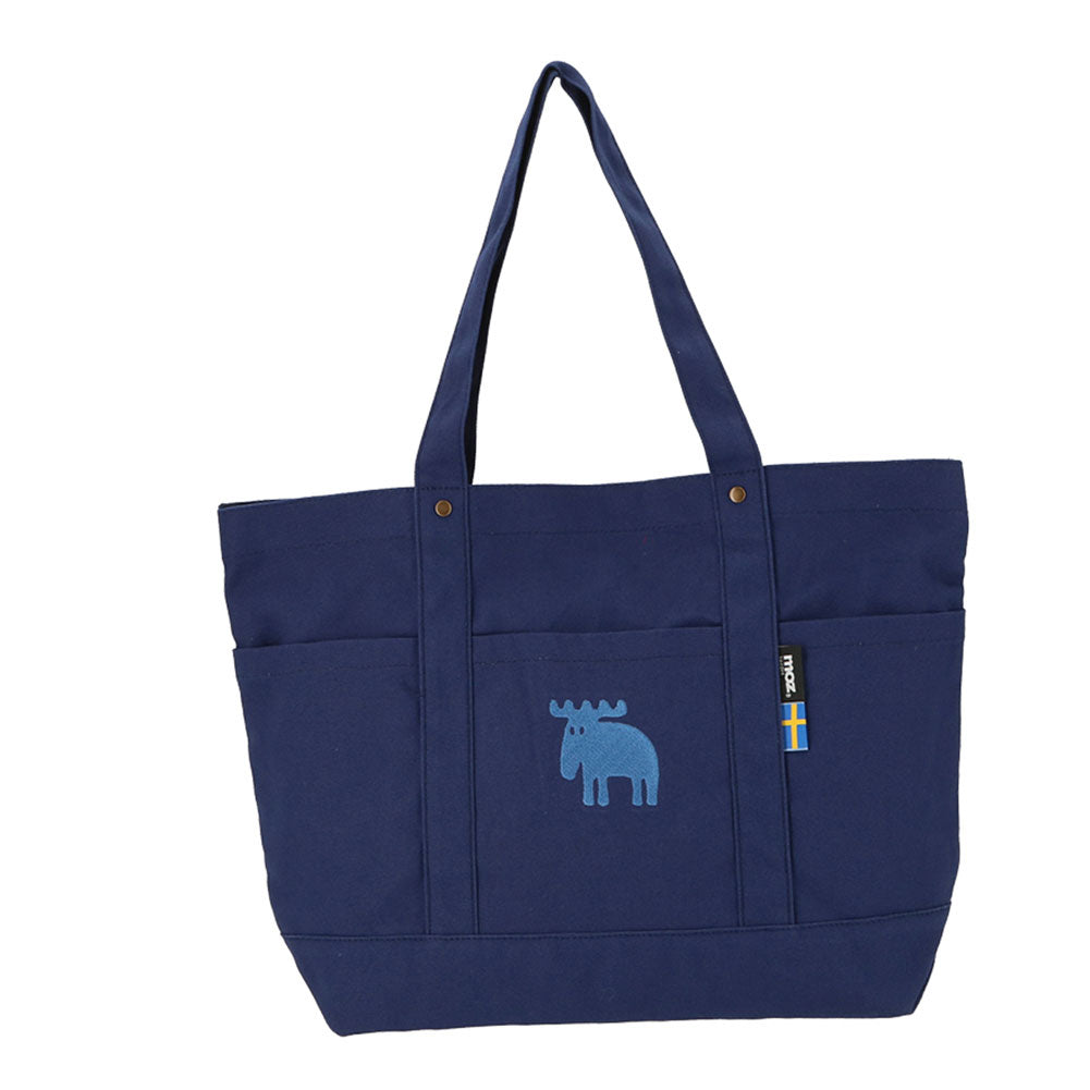 モズ moz moz 帆布 トートバッグ Lサイズ,ネイビーブルー