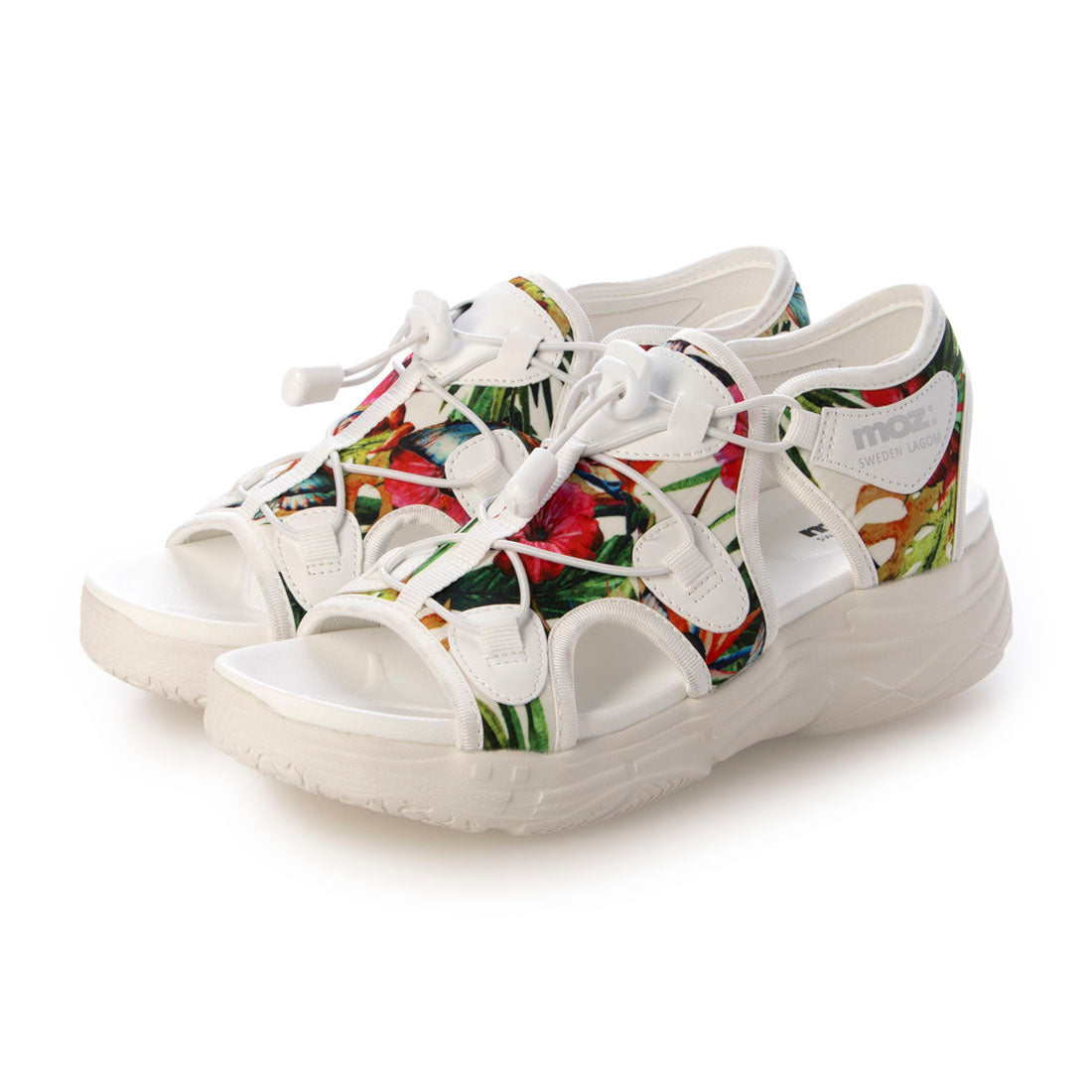 モズ moz レディース サンダル 厚底 超軽量 MOZ カジュアル 室内履き 通学 旅行 おでかけ mz51102 （WHITE/FLOWER） WHITE/FLOWER