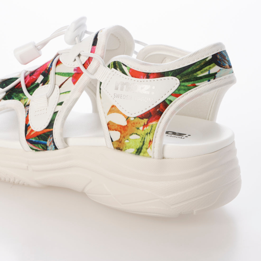 モズ moz レディース サンダル 厚底 超軽量 MOZ カジュアル 室内履き 通学 旅行 おでかけ mz51102 （WHITE/FLOWER） WHITE/FLOWER