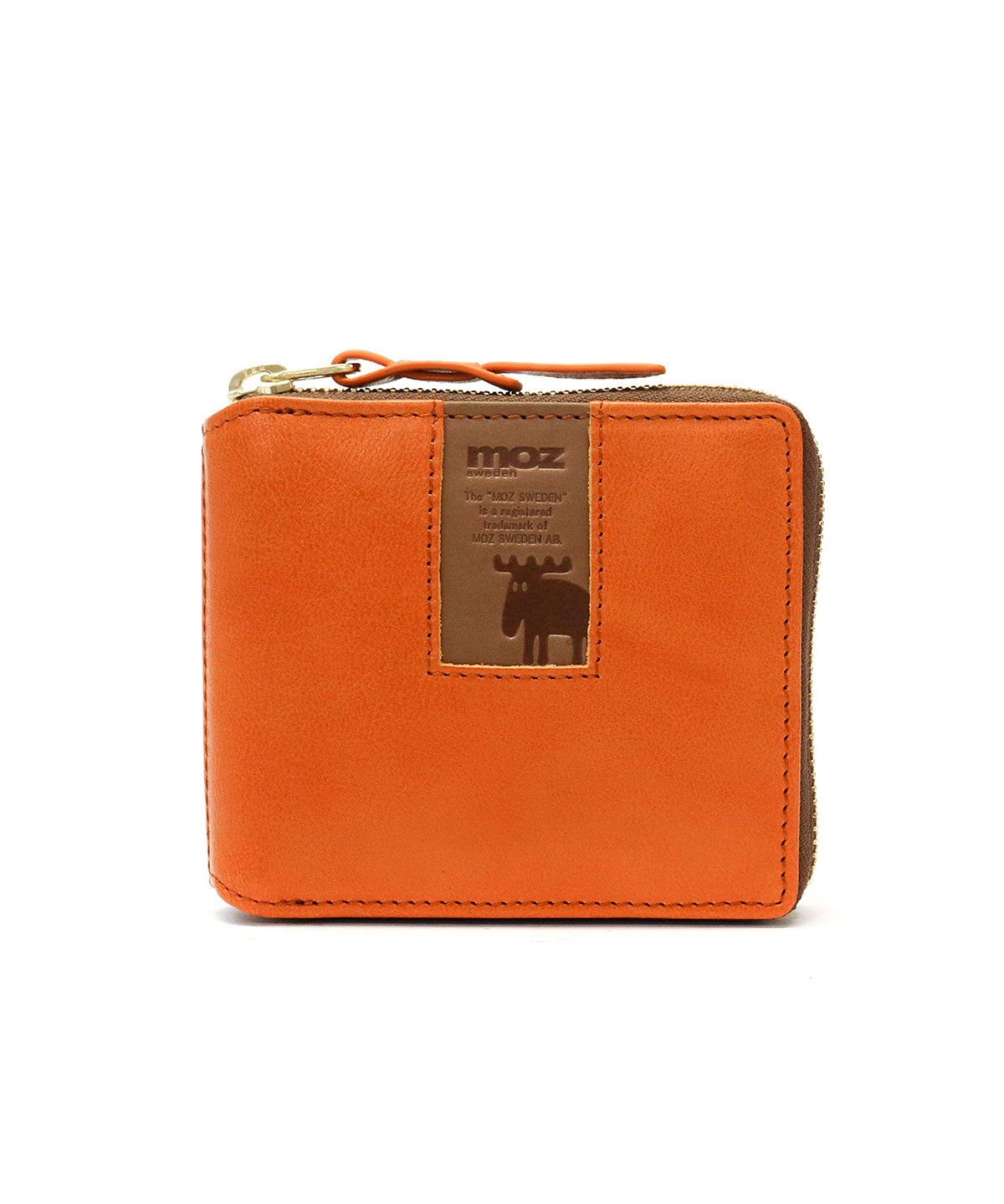 モズ moz モズ 二つ折り財布 moz square スクエア 財布 二つ折り ラウンドファスナー BOX型小銭入れ コンパクト 軽い 本革 ZNWSー86091 （キャメル） キャメル