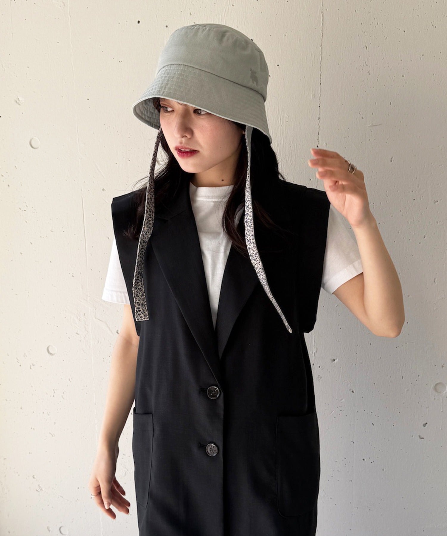 モズ moz 171-0023 リボンバケットハット （カーキ） カーキ