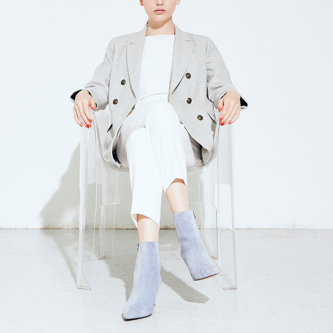 モード エ ジャコモ MODE ET JACOMO ポインテッドトゥショートブーツ （ブルースエード） ブルースエード