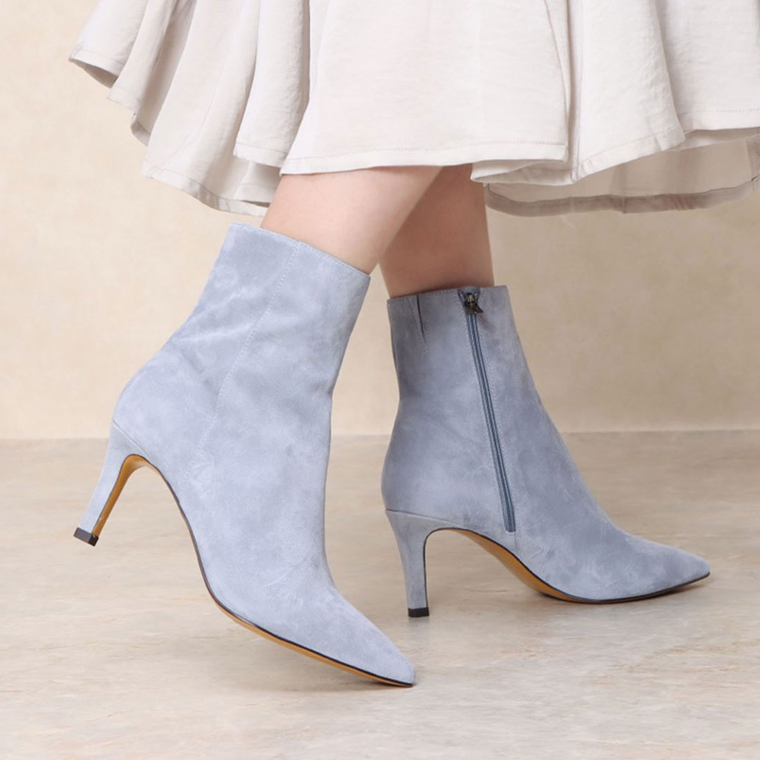 モード エ ジャコモ MODE ET JACOMO ポインテッドトゥショートブーツ （ブルースエード） ブルースエード