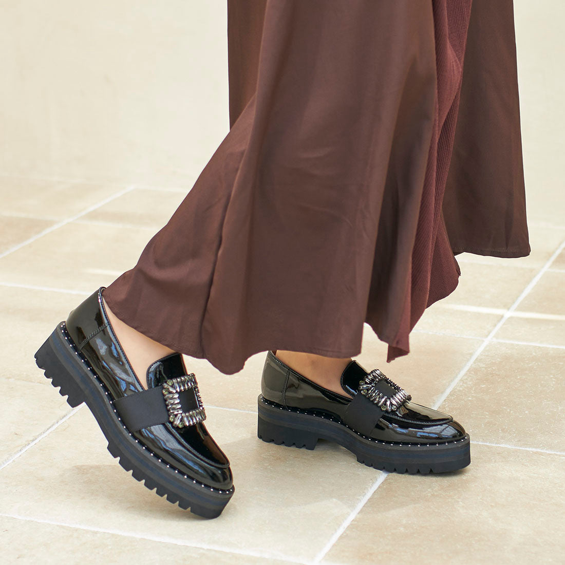 MODE ET JACOMO Platform Jewel Buckle Loafers