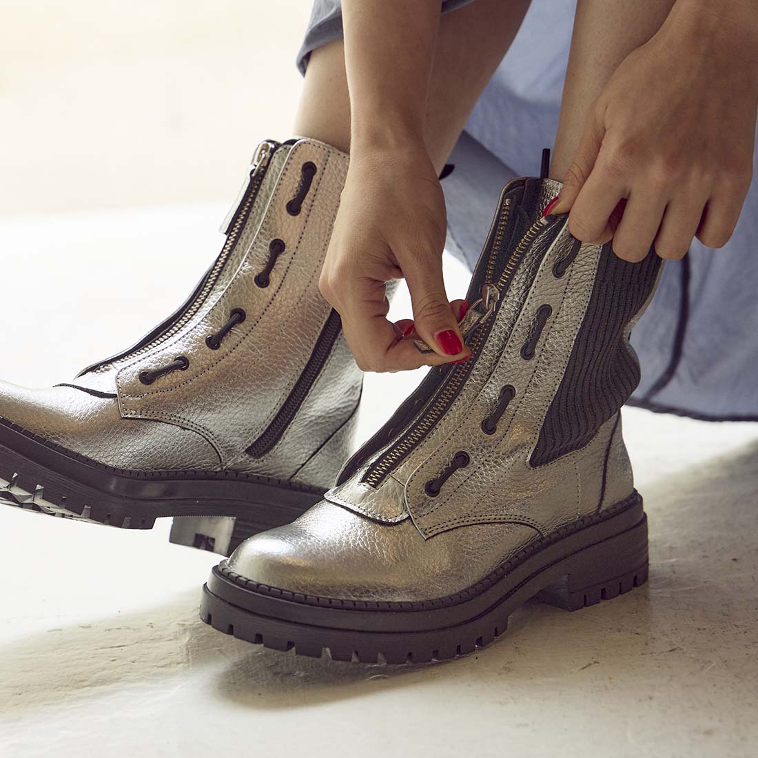 [3way] Front Zipper Side Gore Boots