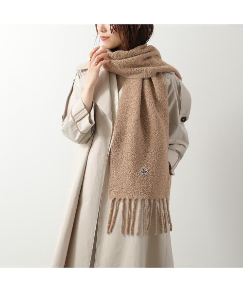 モンクレール MONCLER MONCLER マフラー 3C00017 0U357 フリンジ ロゴパッチ （239/ライトブラウン） 239/ライトブラウン