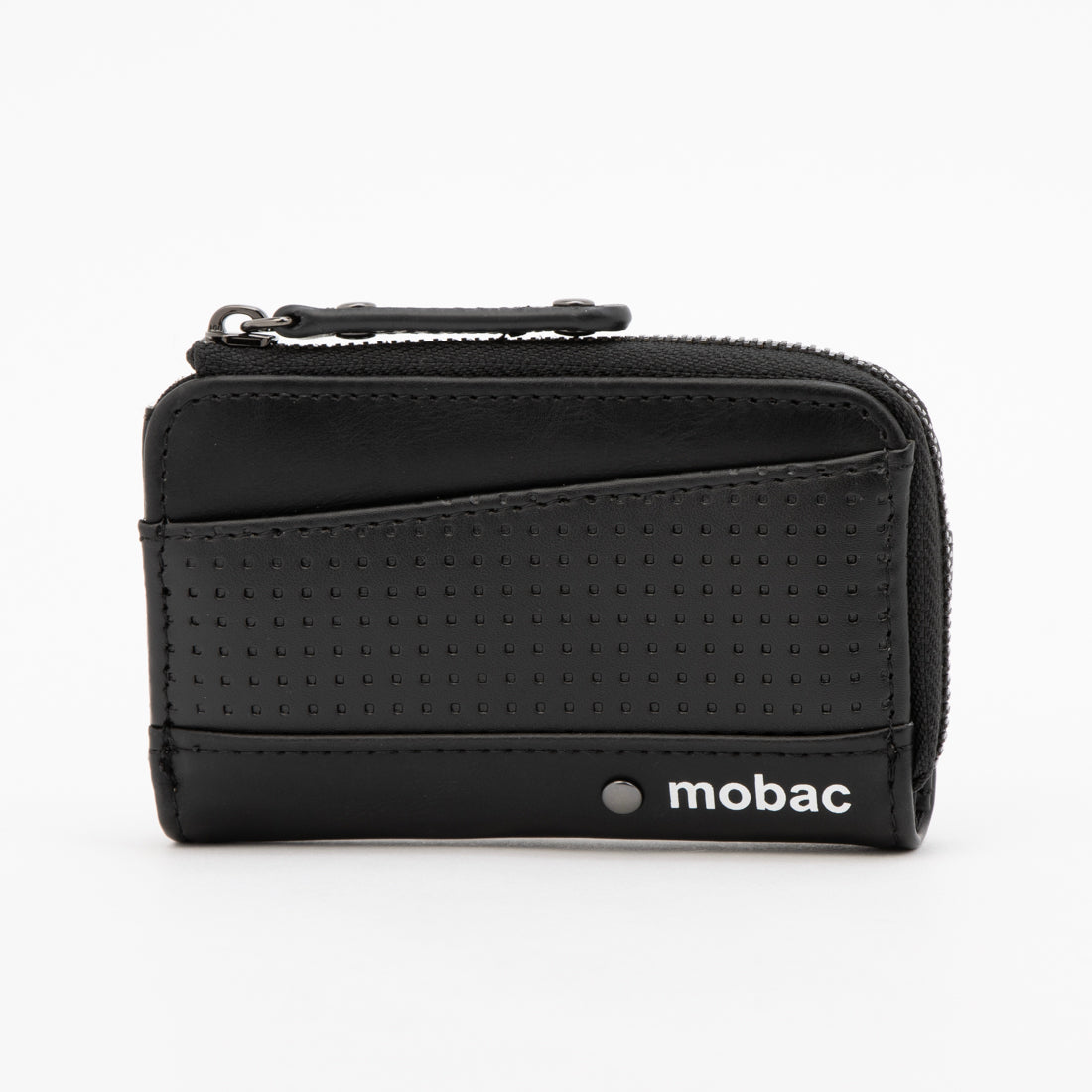 モバック mobac キーケース メンズ 小銭入れ 小銭入れ一体型 L字ファスナー ジッパー カーステアリング調 エンボス バイカラー （ブラック） ブラック