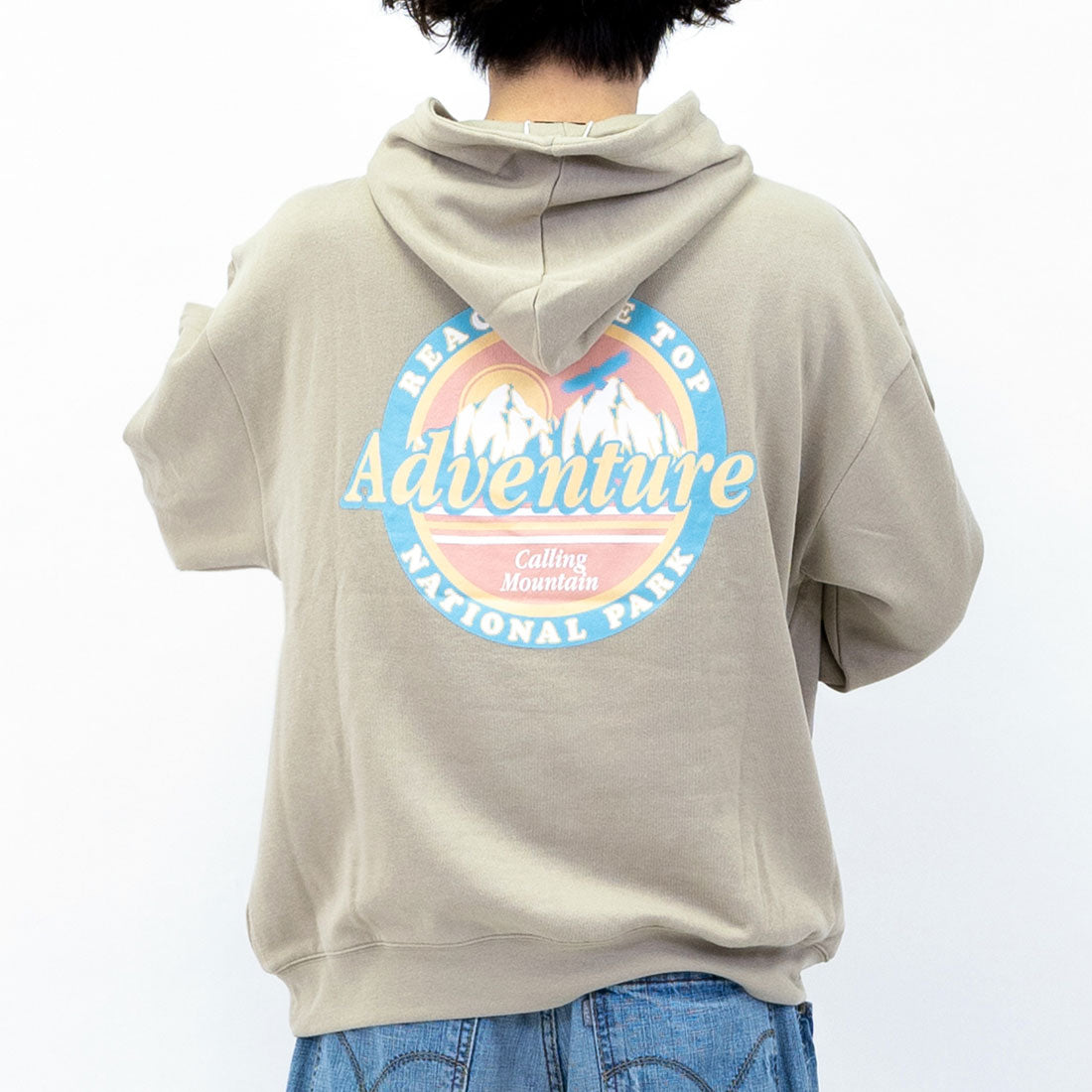モディッシュガゼ MODISH GAZE 裏毛 長袖 BIG プルパーカー Adventure,グレージュ