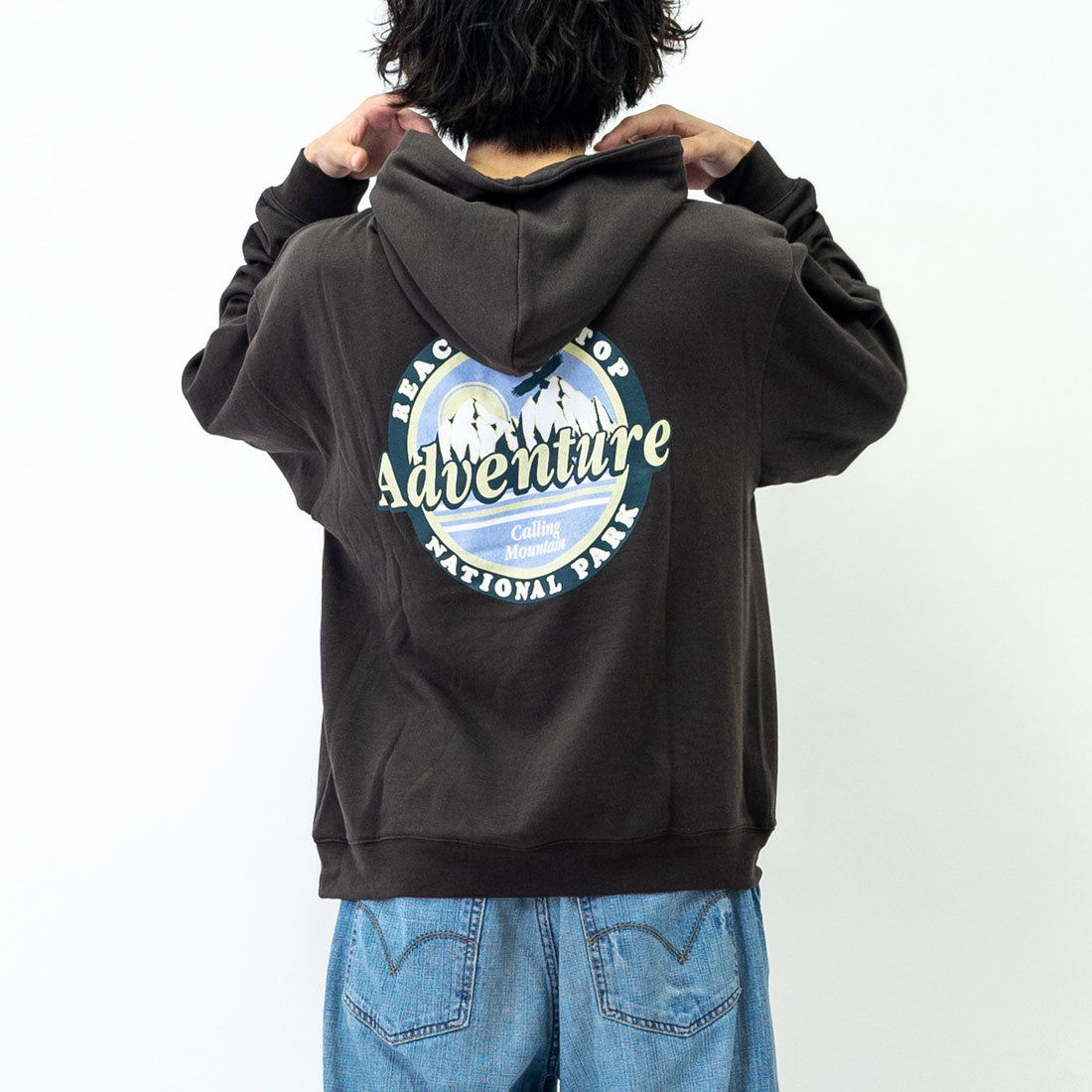 モディッシュガゼ MODISH GAZE 裏毛 長袖 BIG プルパーカー Adventure,チャコール