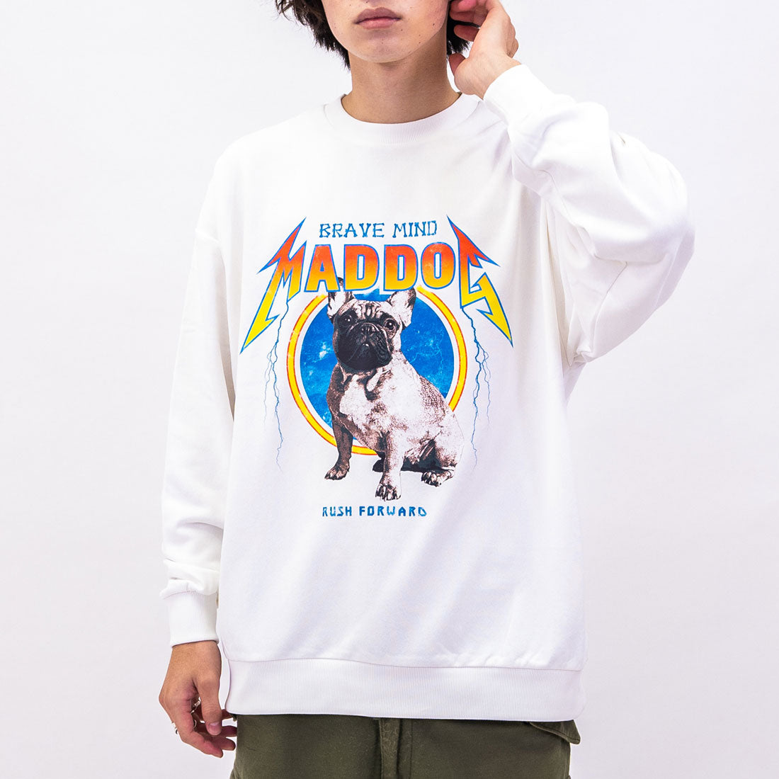 モディッシュガゼ MODISH GAZE 裏毛 クルーネック 長袖 BIG スウェット MAD DOG