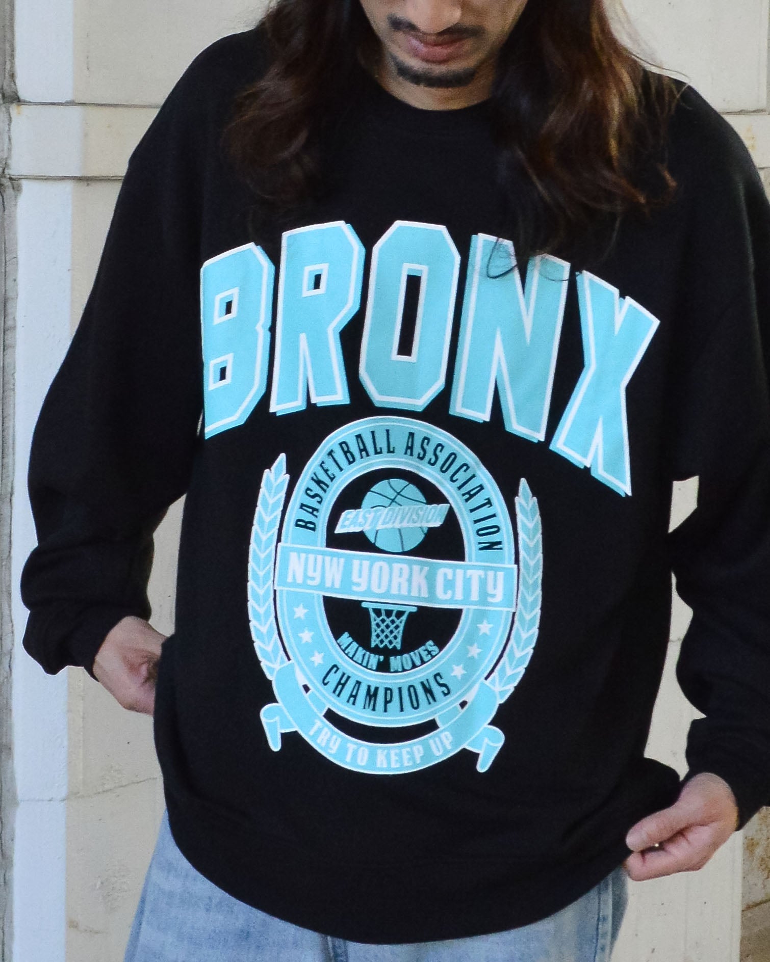 モディッシュガゼ MODISH GAZE BRONXエンブレムロゴスウェット,ブラック