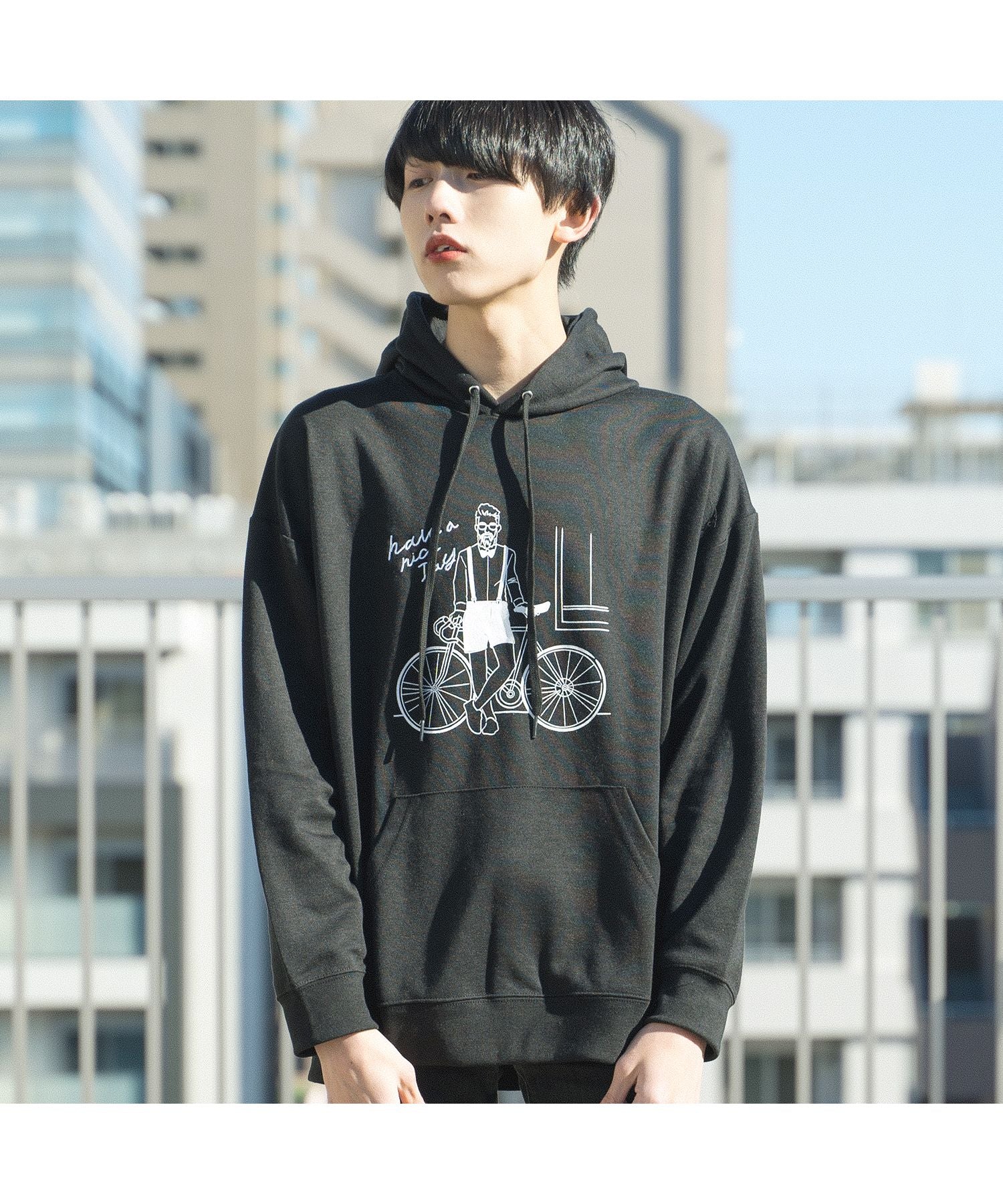 MODISH GAZE T/C PONCH Loose Line Drawing Print Pullover Parker