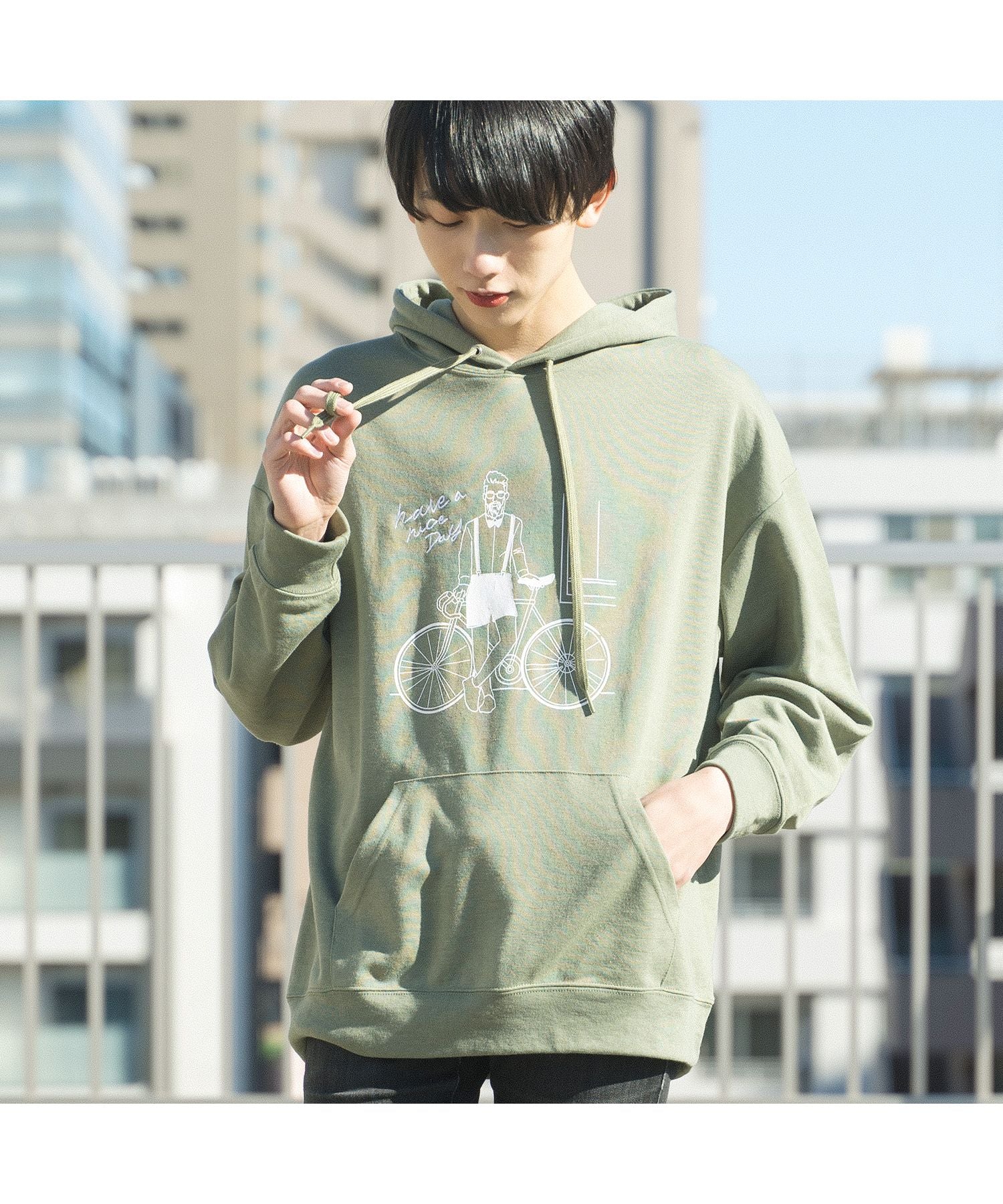 MODISH GAZE T/C PONCH Loose Line Drawing Print Pullover Parker