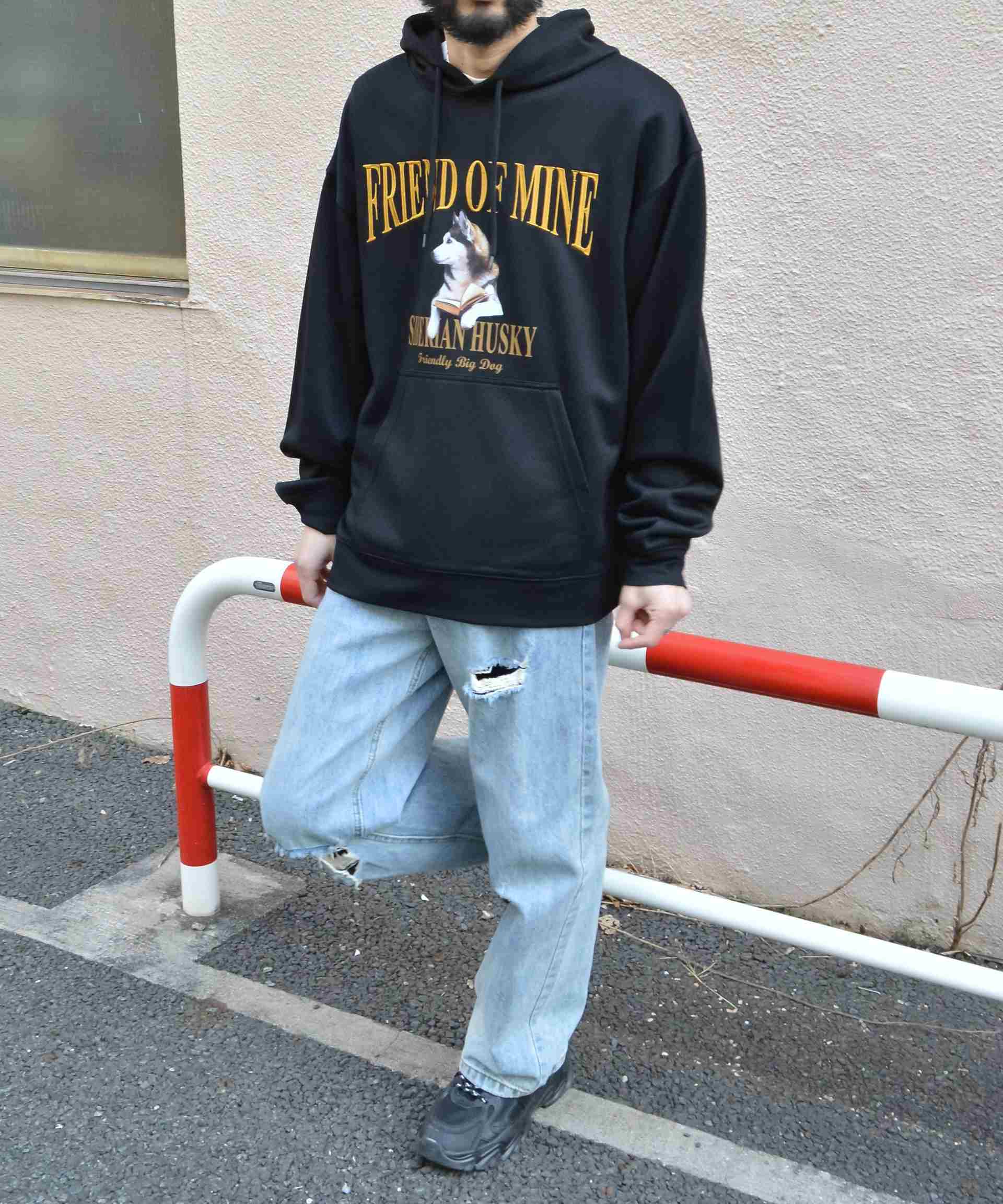 MODISH GAZE Husky Dog Print Fleece Pullover Hoodie