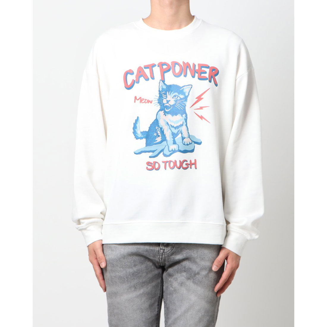 モディッシュガゼ MODISH GAZE 裏毛 クルーネック 長袖 スウェット CAT POWER