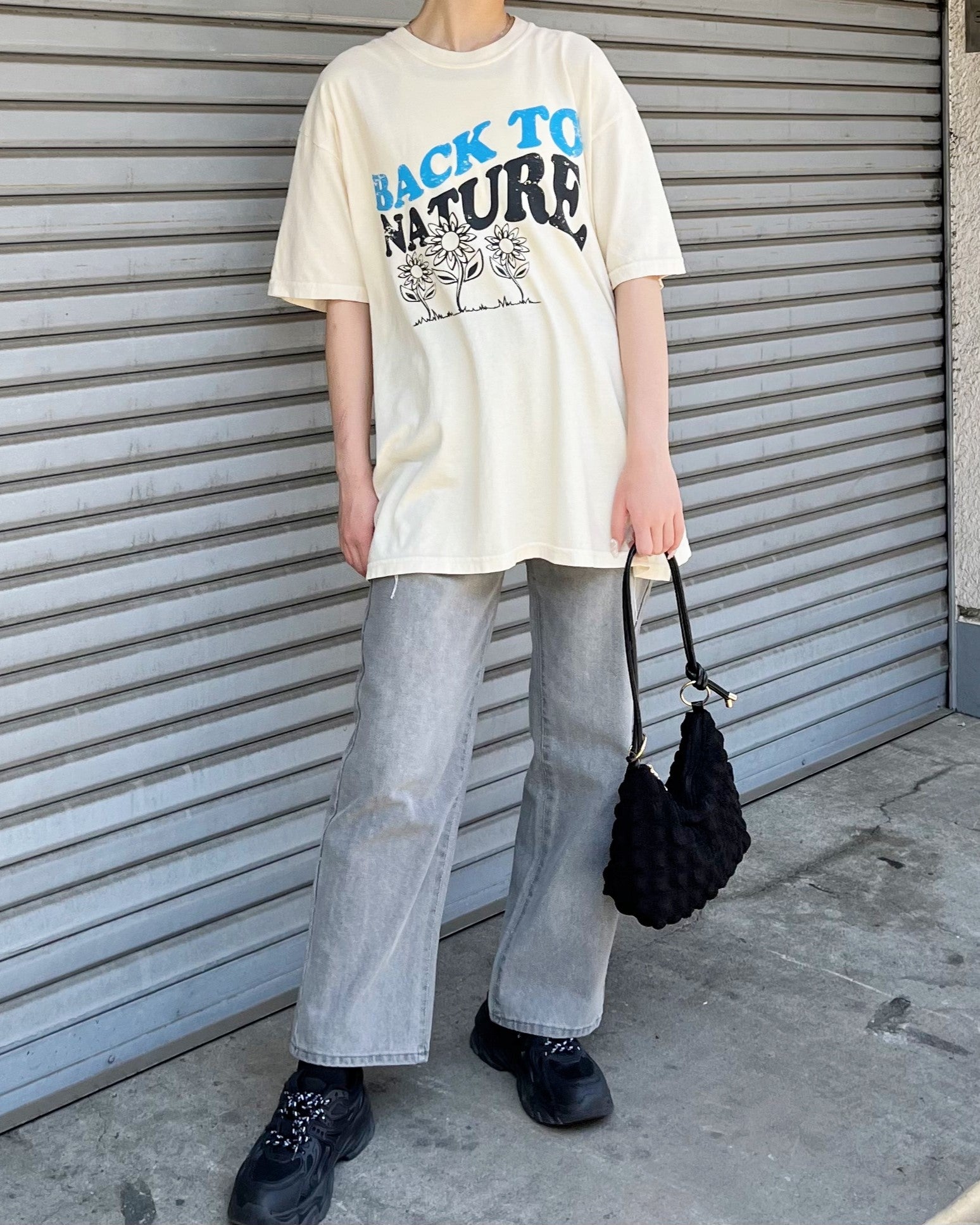 MODISH GAZE BACK TO NATURE Pigment Process Big Silhouette T-Shirt