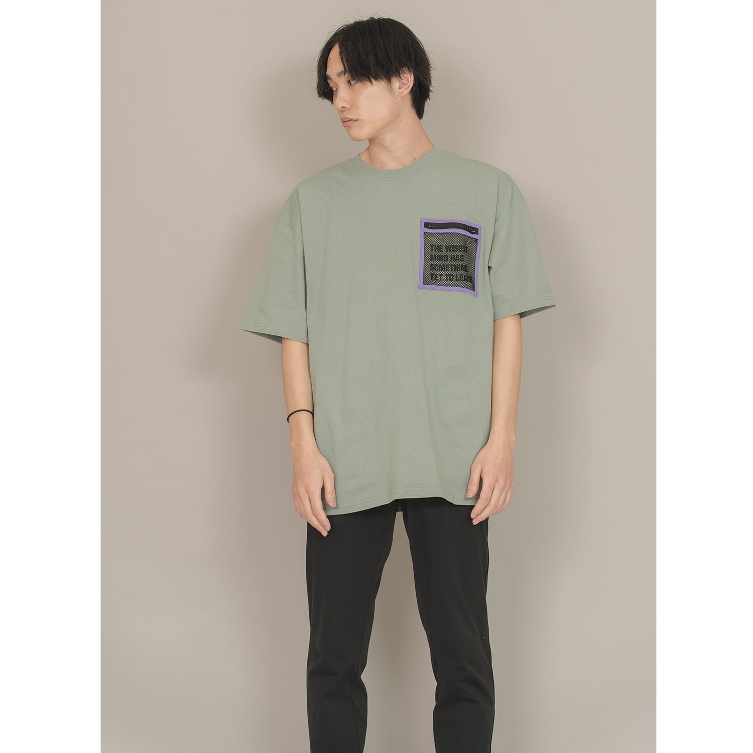 モディッシュガゼ MODISH GAZE メッシュポケットバックプリントTシャツ （ミント） ミント