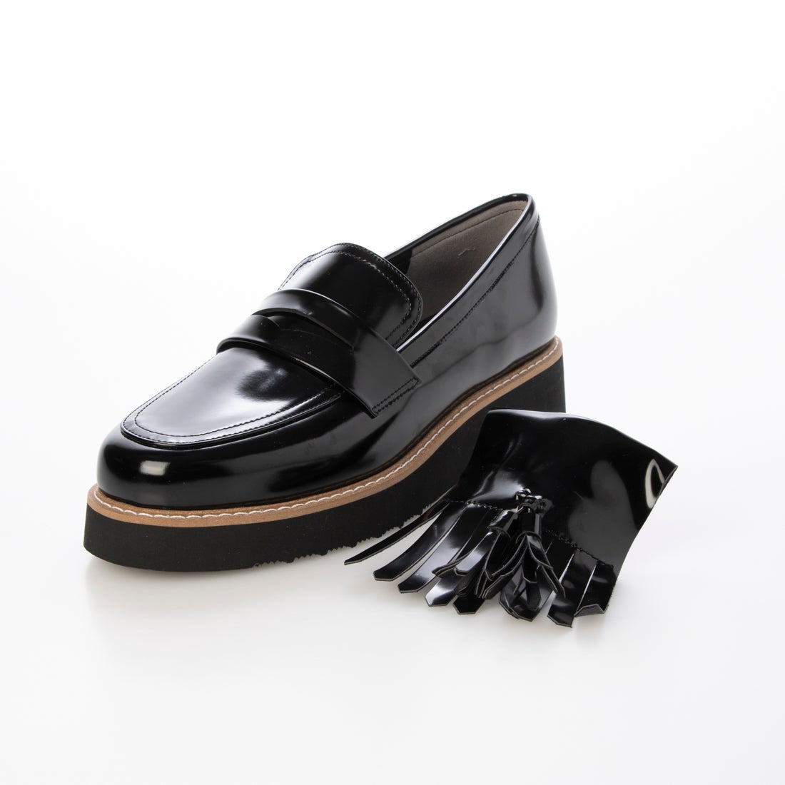モード エ ジャコモ カリーノ MODE ET JACOMO carino 【訳あり新品】【レイン対応】【2WAY】厚底タッセルローファー （ブラック） ブラック