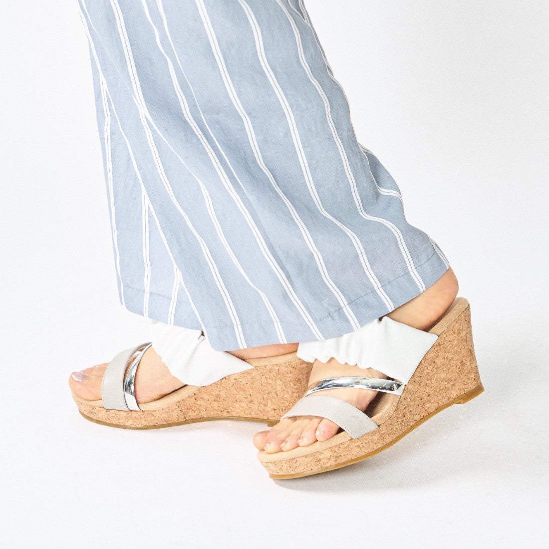 モード エ ジャコモ カリーノ MODE ET JACOMO carino 【訳あり新品】ギャザーサンダル （ホワイトコンビ） ホワイトコンビ