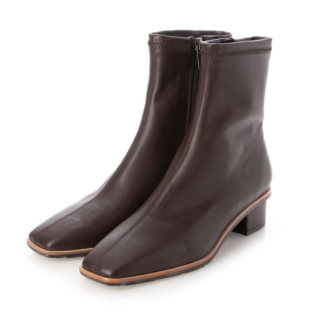モード エ ジャコモ カリーノ MODE ET JACOMO carino スクエアトゥショートブーツ,ダークブラウン