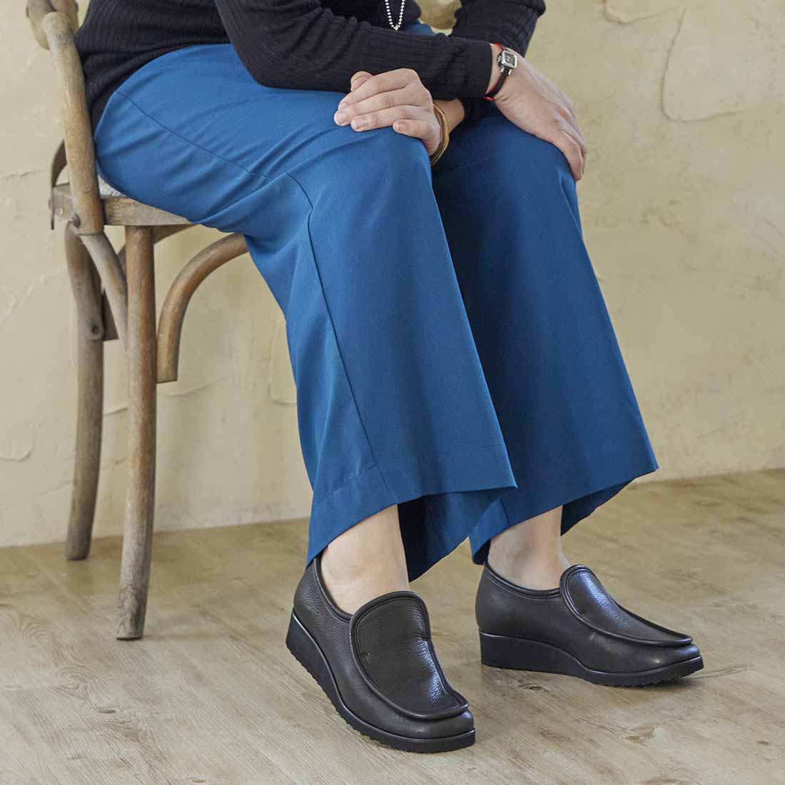 モード エ ジャコモ ディッシィ MODE ET JACOMO DICI 【3E】スクエアトゥスリッポンシューズ （ブラック） ブラック