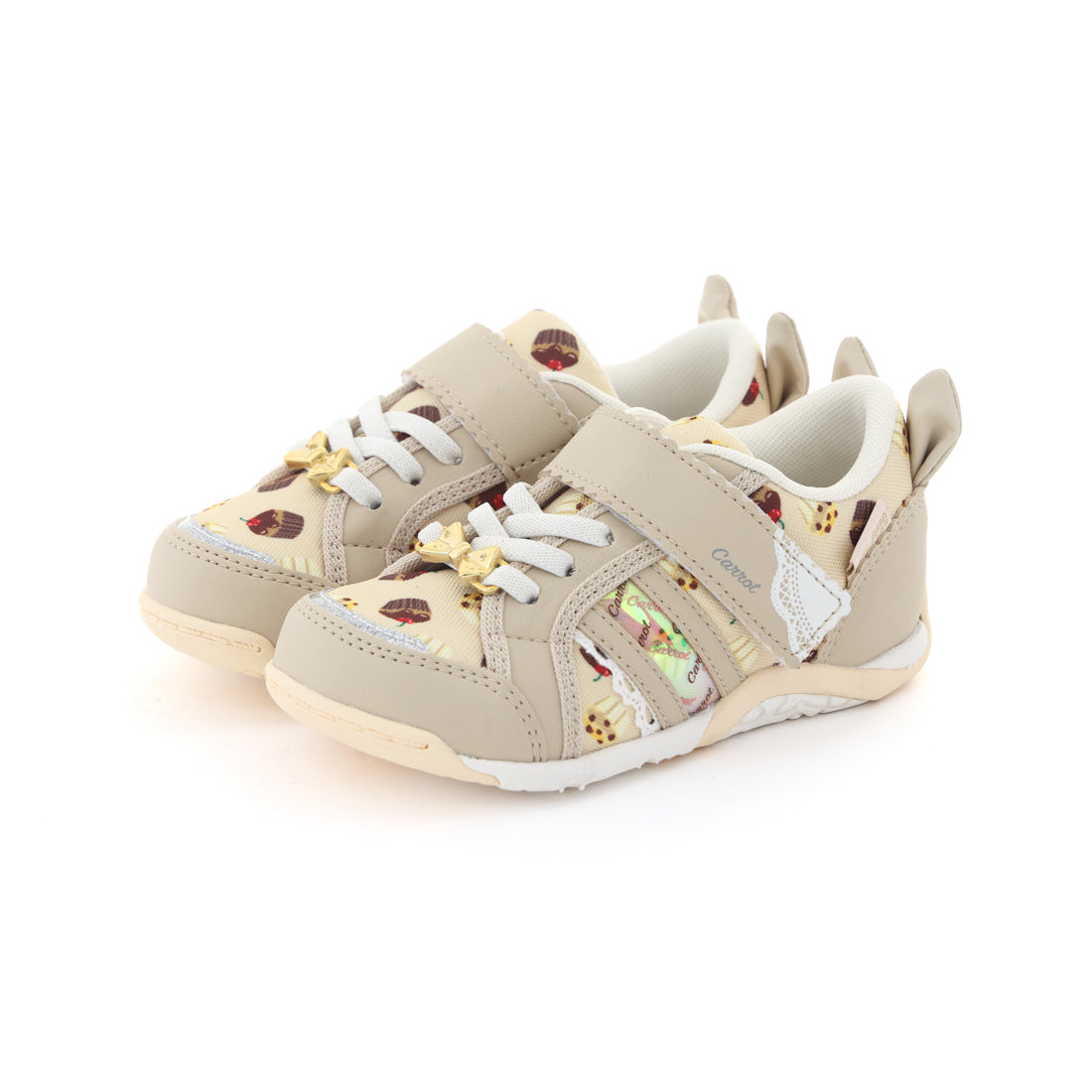 ムーンスター MoonStar キッズ スニーカー キャロット CR C2387 キナリノコ マジックテープ ベルクロ 子供靴 女の子 かわいい （ベージュ） ベージュ