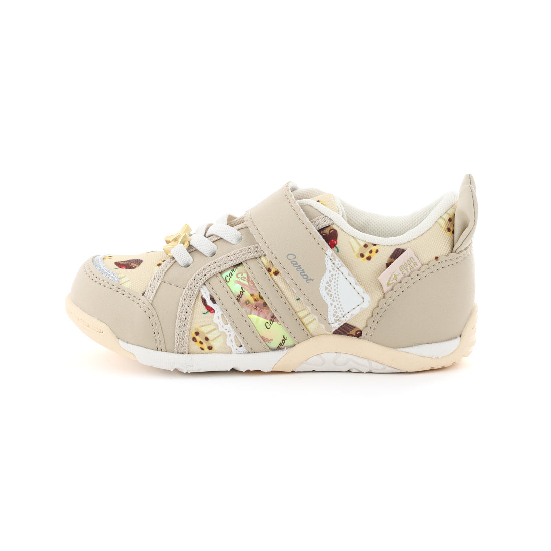 ムーンスター MoonStar キッズ スニーカー キャロット CR C2387 キナリノコ マジックテープ ベルクロ 子供靴 女の子 かわいい （ベージュ） ベージュ