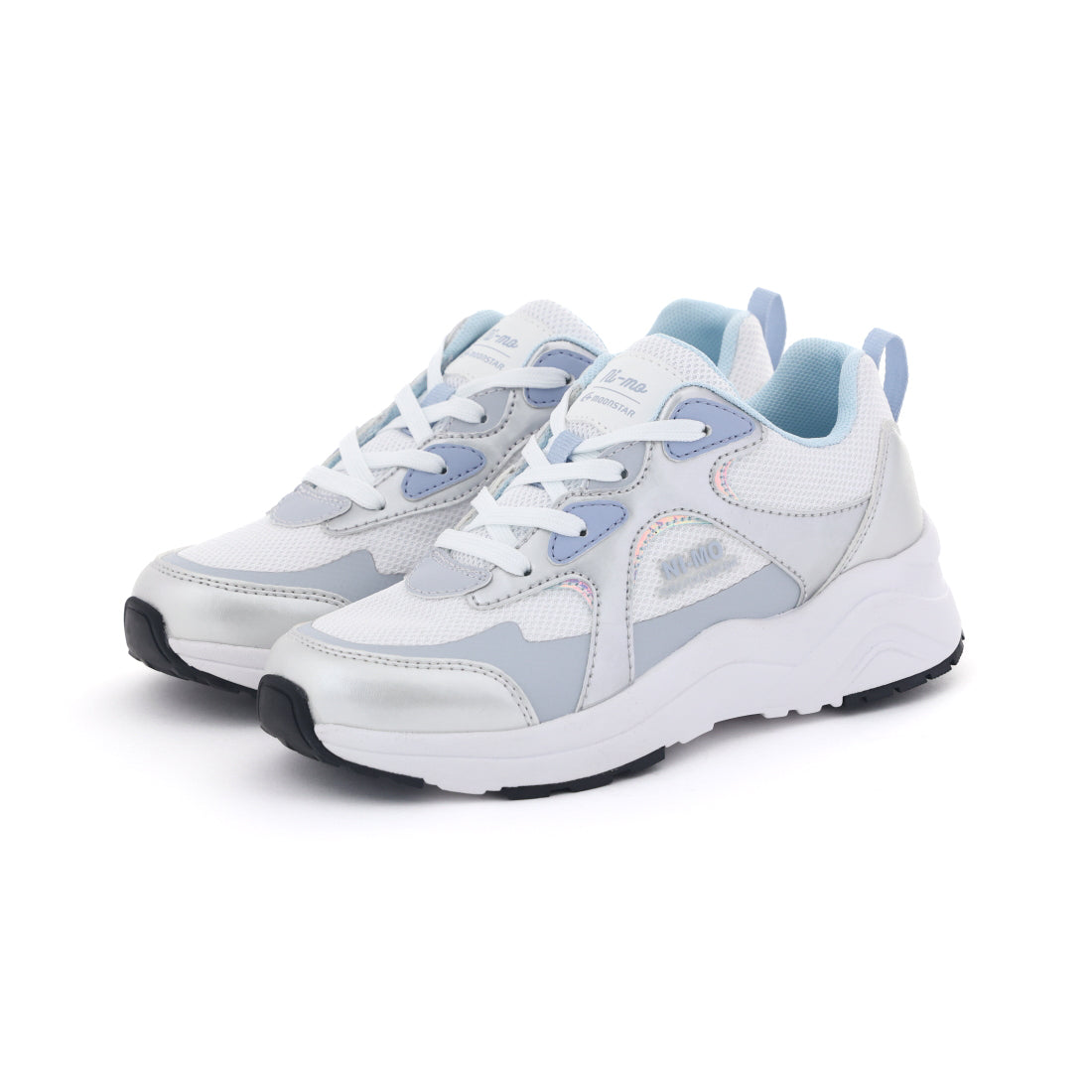 ムーンスター MoonStar キッズ ジュニア スニーカー ni-mo NMJ135 防水 レインシューズ 軽量 女の子 子供靴 厚底 かわいい （シルバー） シルバー