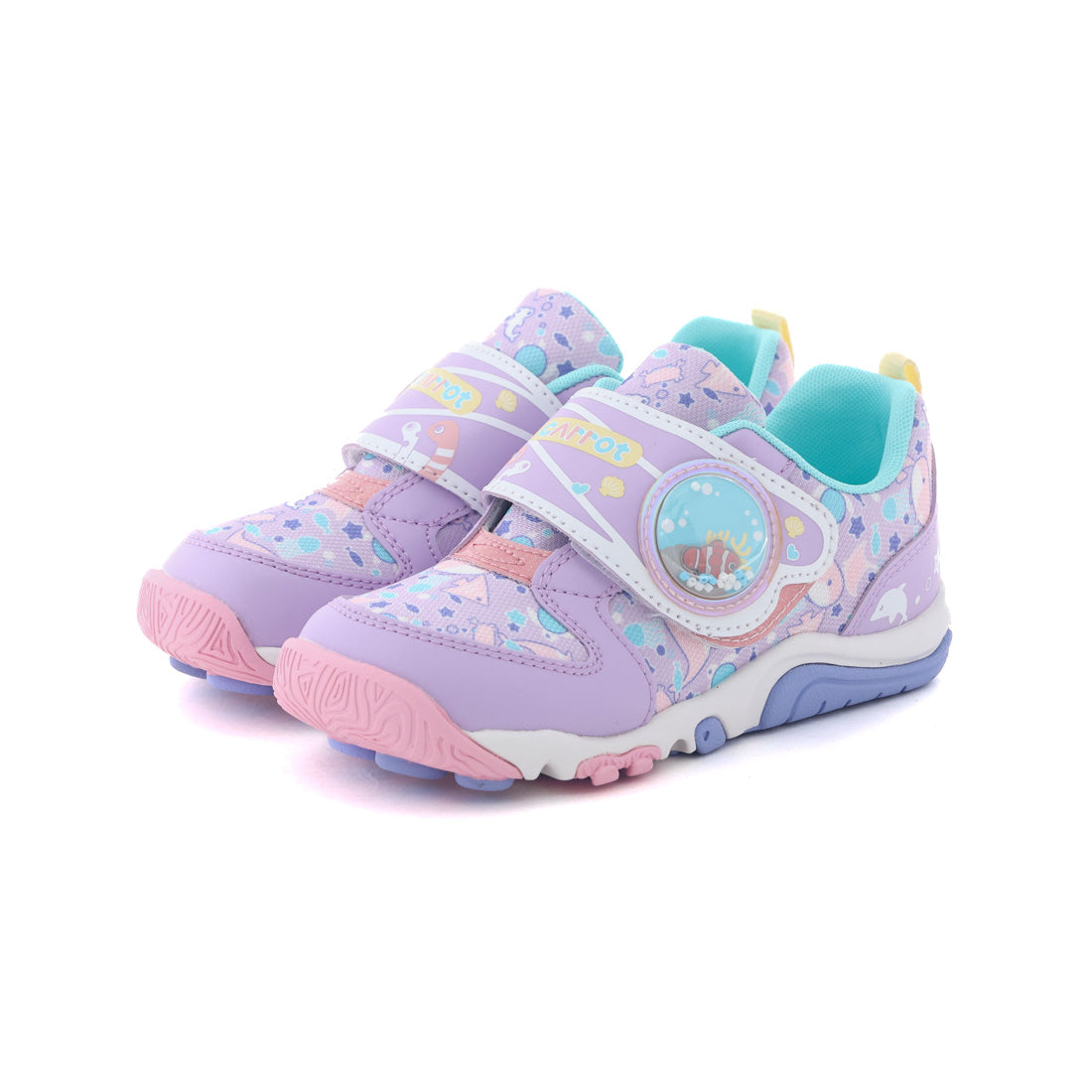 ムーンスター MoonStar キッズ スニーカー キャロット CR C2384 マジックテープ ベルクロ 子供靴 男の子 女の子 おさかな 速乾 （パープル） パープル