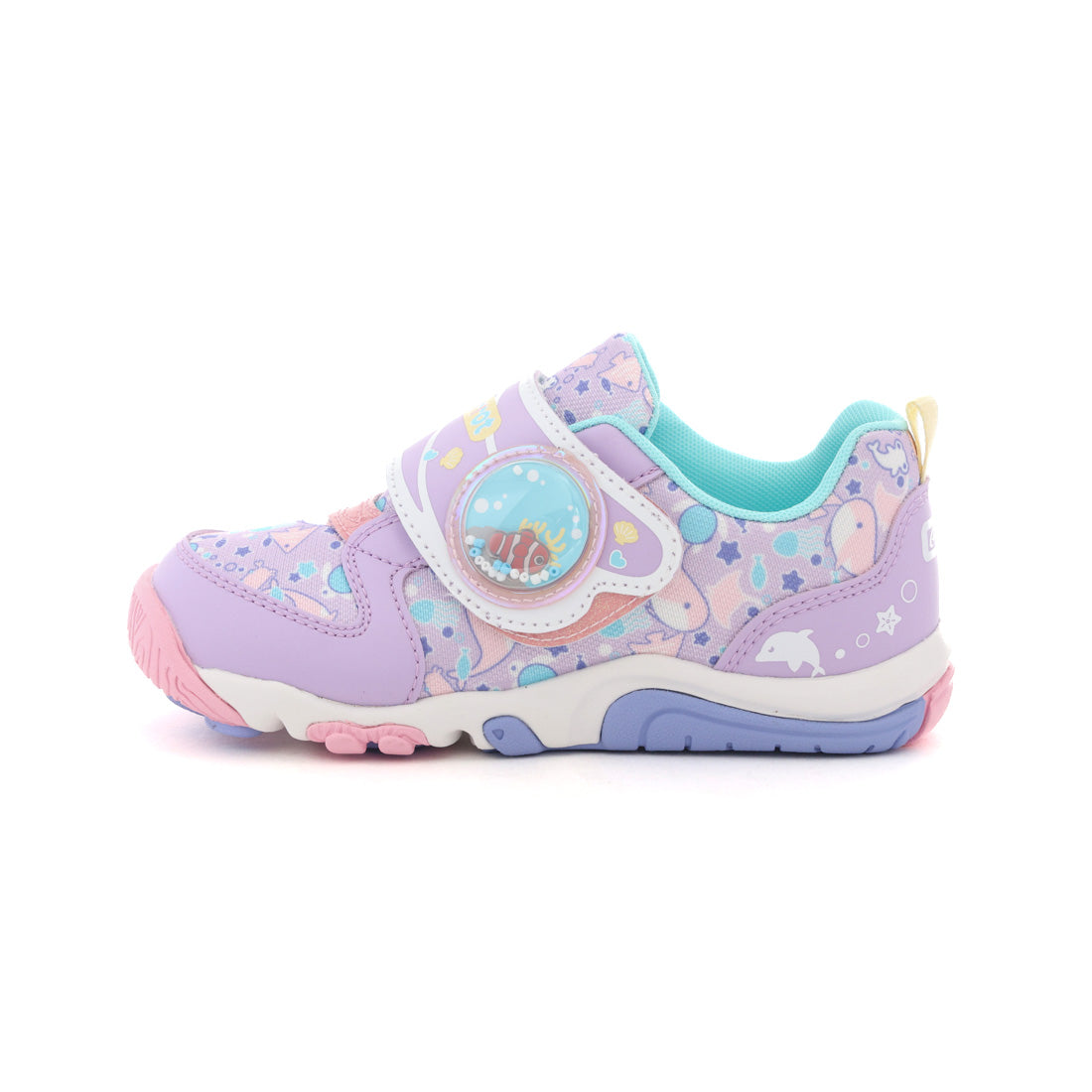 ムーンスター MoonStar キッズ スニーカー キャロット CR C2384 マジックテープ ベルクロ 子供靴 男の子 女の子 おさかな 速乾 （パープル） パープル
