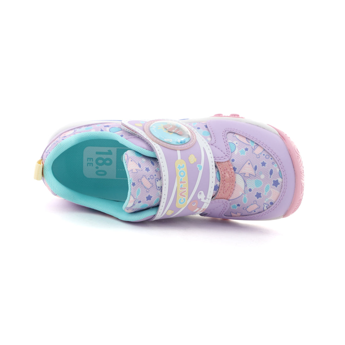 ムーンスター MoonStar キッズ スニーカー キャロット CR C2384 マジックテープ ベルクロ 子供靴 男の子 女の子 おさかな 速乾 （パープル） パープル