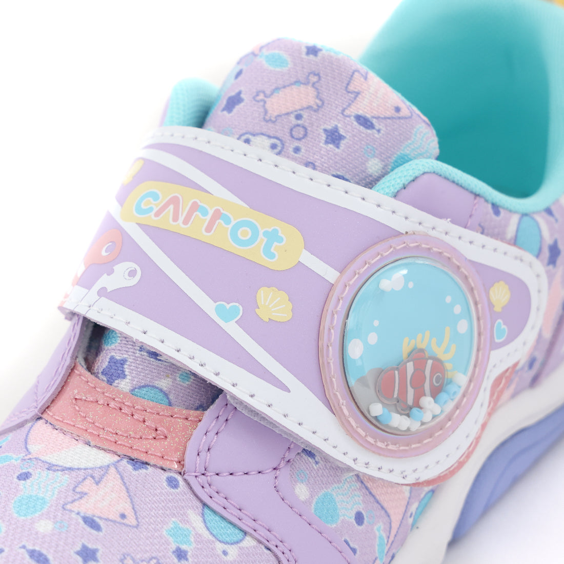 ムーンスター MoonStar キッズ スニーカー キャロット CR C2384 マジックテープ ベルクロ 子供靴 男の子 女の子 おさかな 速乾 （パープル） パープル