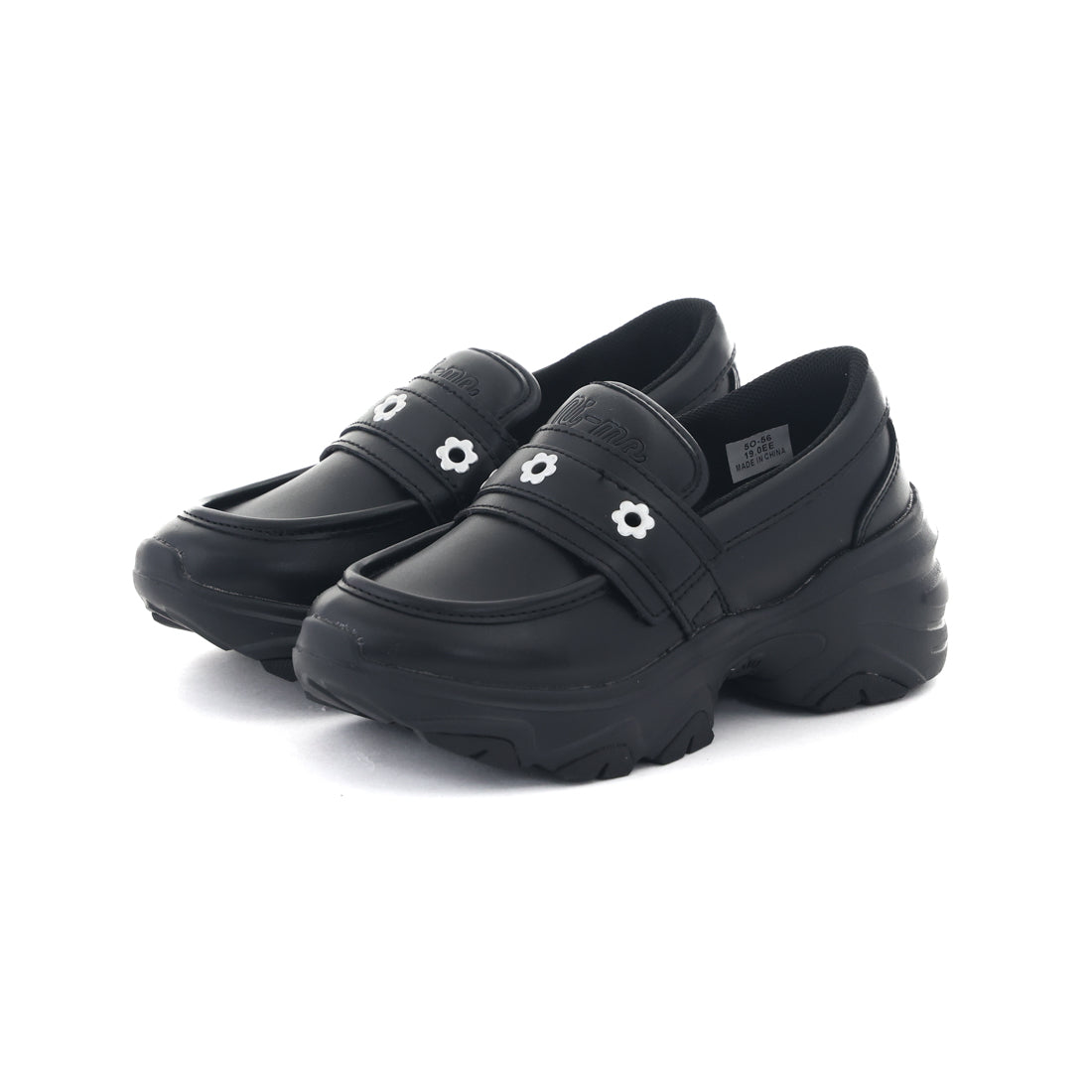 ムーンスター MoonStar キッズ ジュニア ローファー ni-mo NMJ140 厚底 チャンキーローファー 女の子 子供靴 スタイルアップ （ブラック） ブラック