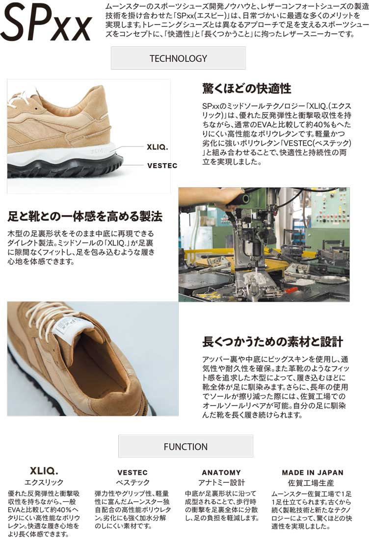 MoonStar Men's Sneakers SPxx SX 78C01 leather Natural Leather Made in Japan Casual Shoes Lightweight Light MADEINJAPAN