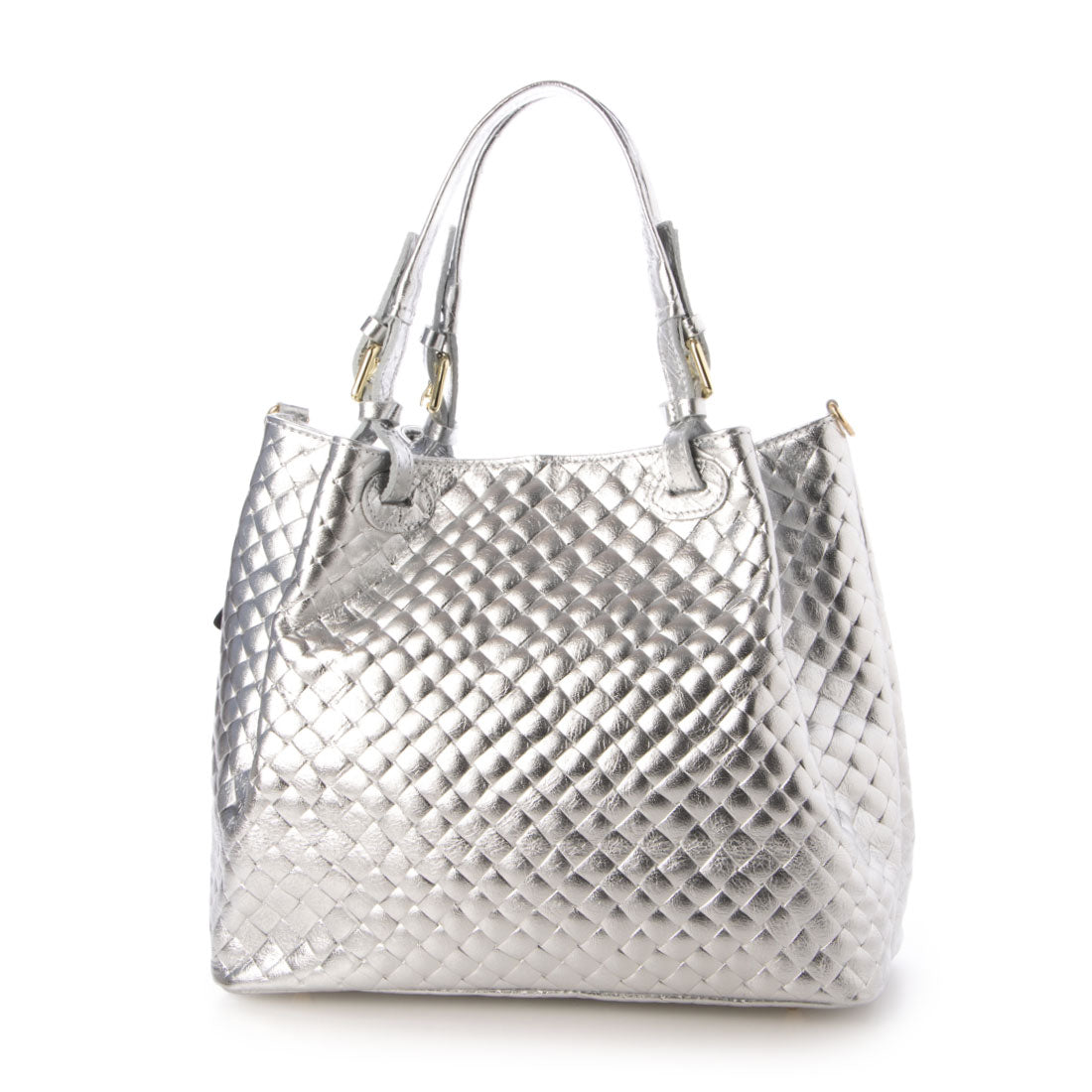 モードフルーレ MODE FOURRURE イタリアンカーフキルティング調型押トートバッグ （シルバー） シルバー
