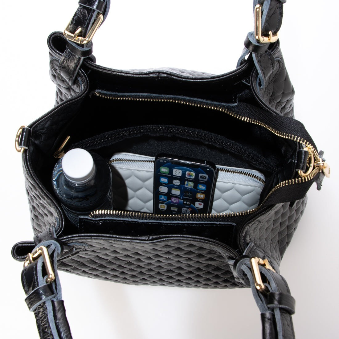 モードフルーレ MODE FOURRURE イタリアンカーフキルティング調型押トートバッグ （シルバー） シルバー