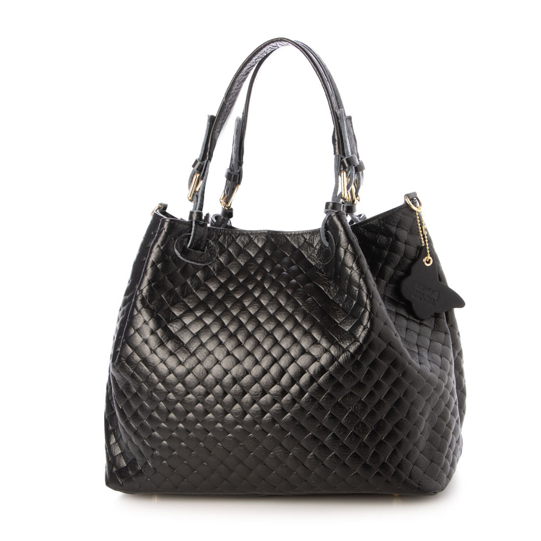 モードフルーレ MODE FOURRURE イタリアンカーフキルティング調型押トートバッグ （ブラック） ブラック