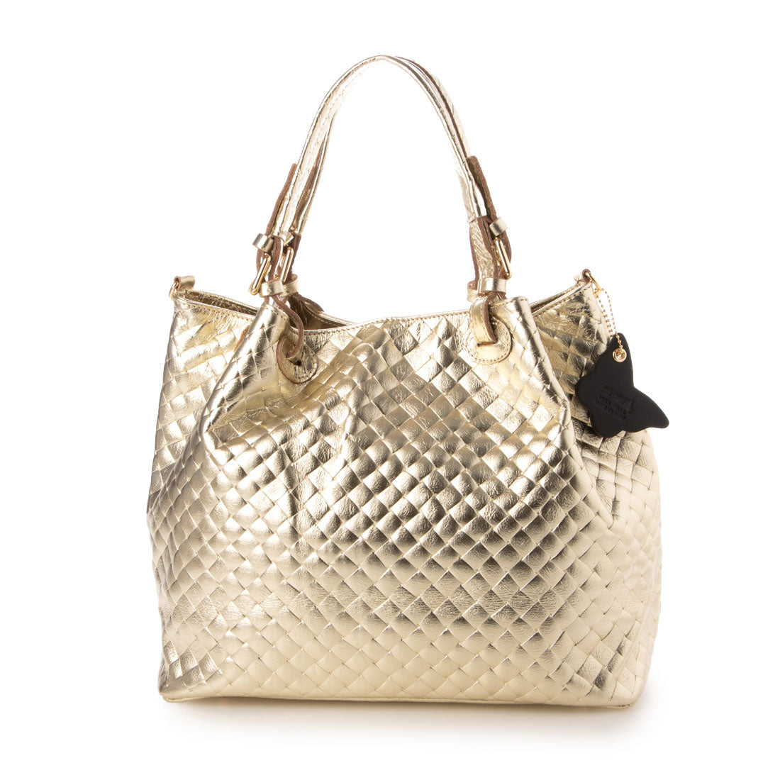 モードフルーレ MODE FOURRURE イタリアンカーフキルティング調型押トートバッグ （ゴールド） ゴールド